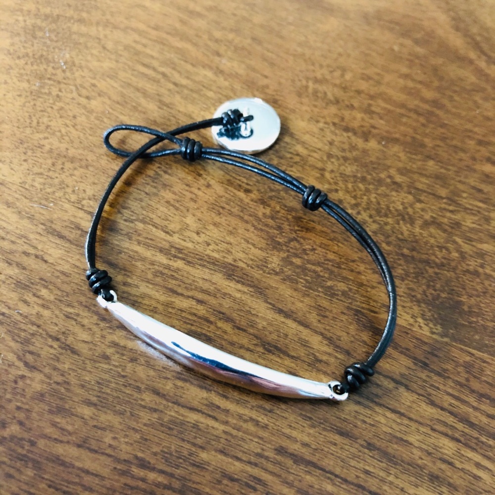 Silver Leather bracelet